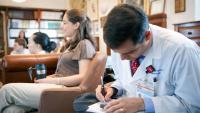 Columbia Neurology visiting residents in a meeting